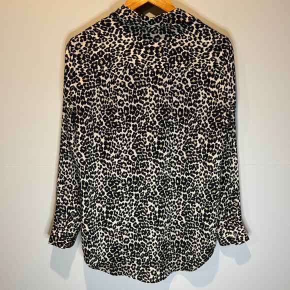 Equipment Femme Leopard Print Satin Button Down Shirt - size Small - Picture 6 of 6